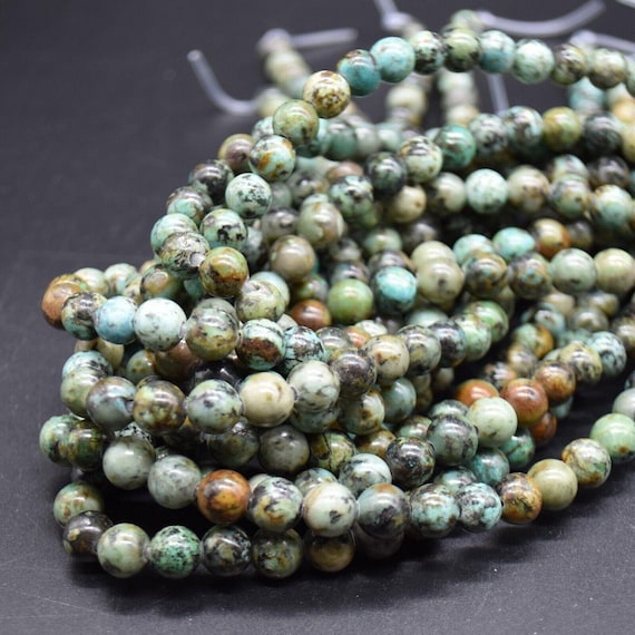 Large Hole 2mm Gemstone Round Beads African Turquoise 8mm 15 Strand