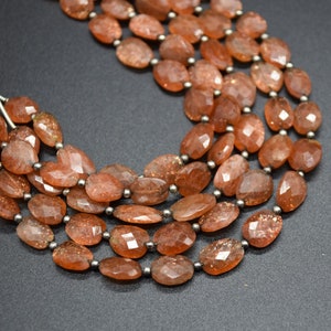 Oregon Sunstone Gemstone Faceted Pebble Nugget Beads - 8mm - 10mm - 8&quot; Strand