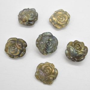 Labradorite Rose Flower Gemstone Pendant - Length 2cm