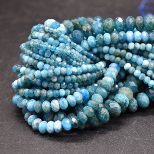 Apatite Gemstone FACETED Rondelle Spacer Beads - 3mm, 4mm, 6mm, 8mm sizes - 15&quot; strand