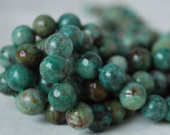 Australian Bloodstone Round Beads - 4mm, 6mm, 8mm, 10mm sizes - 15" Strand - Natural Semi-precious Gemstone