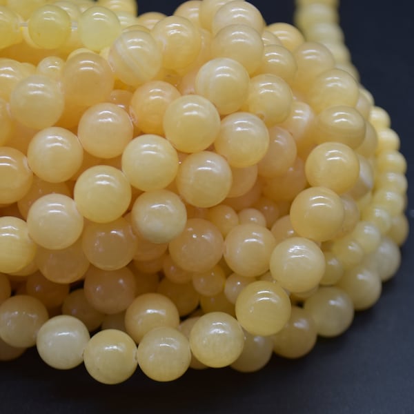 Yellow Calcite Round Beads - 4mm, 6mm, 8mm, 10mm sizes - 15" Strand - Natural Semi-precious Gemstone