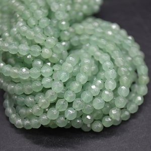 4mm Green Aventurine Gemstone FACETED Round Beads - 15&quot; strand | Semi-precious Gemstone Beads for Jewellery Making