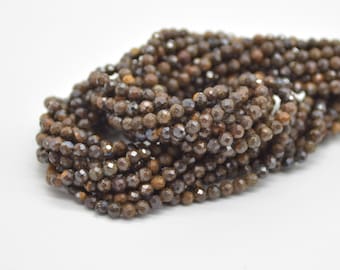 Brown Opal Gemstone FACETED Round Beads - 2mm, 3mm, 4mm - 15" strand