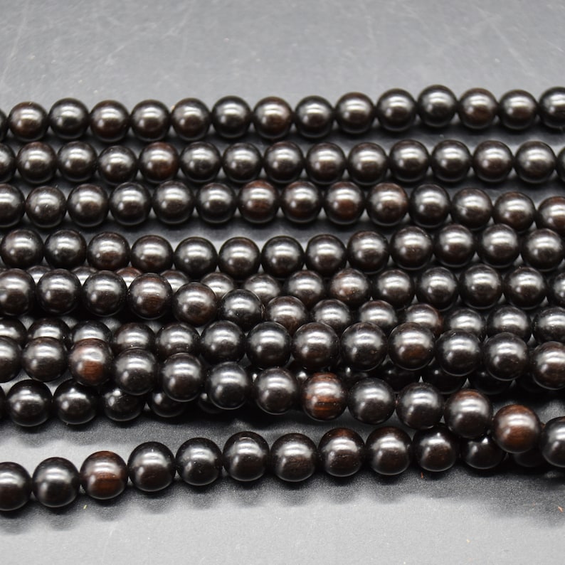 Black Sandalwood Round Wood Beads - 108 Mala Prayer Beads - 4mm, 6mm, 8mm, 10mm image 7