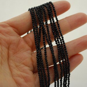 2mm Black Tourmaline Gemstone FACETED Round Beads - 15" strand