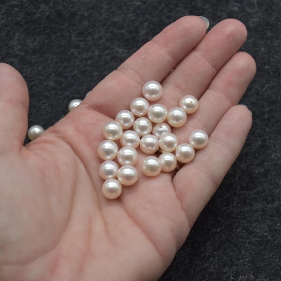 海水産アコヤ真珠 フルドリル加工 ラウンドホワイトパールビーズ - 1