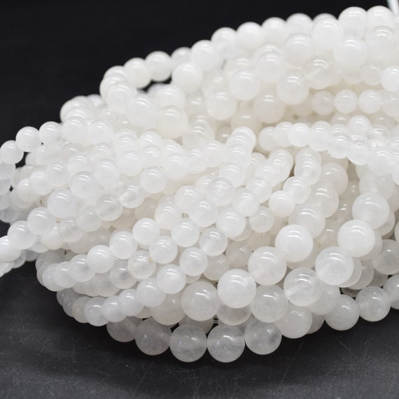 Perline Sciolte Rotonde In Pietra Preziosa Di Giada Bianca Naturale Da 8 Mm LOTTO ALL'INGROSSO 1,2,6,12 E 50 (D594) - Italia