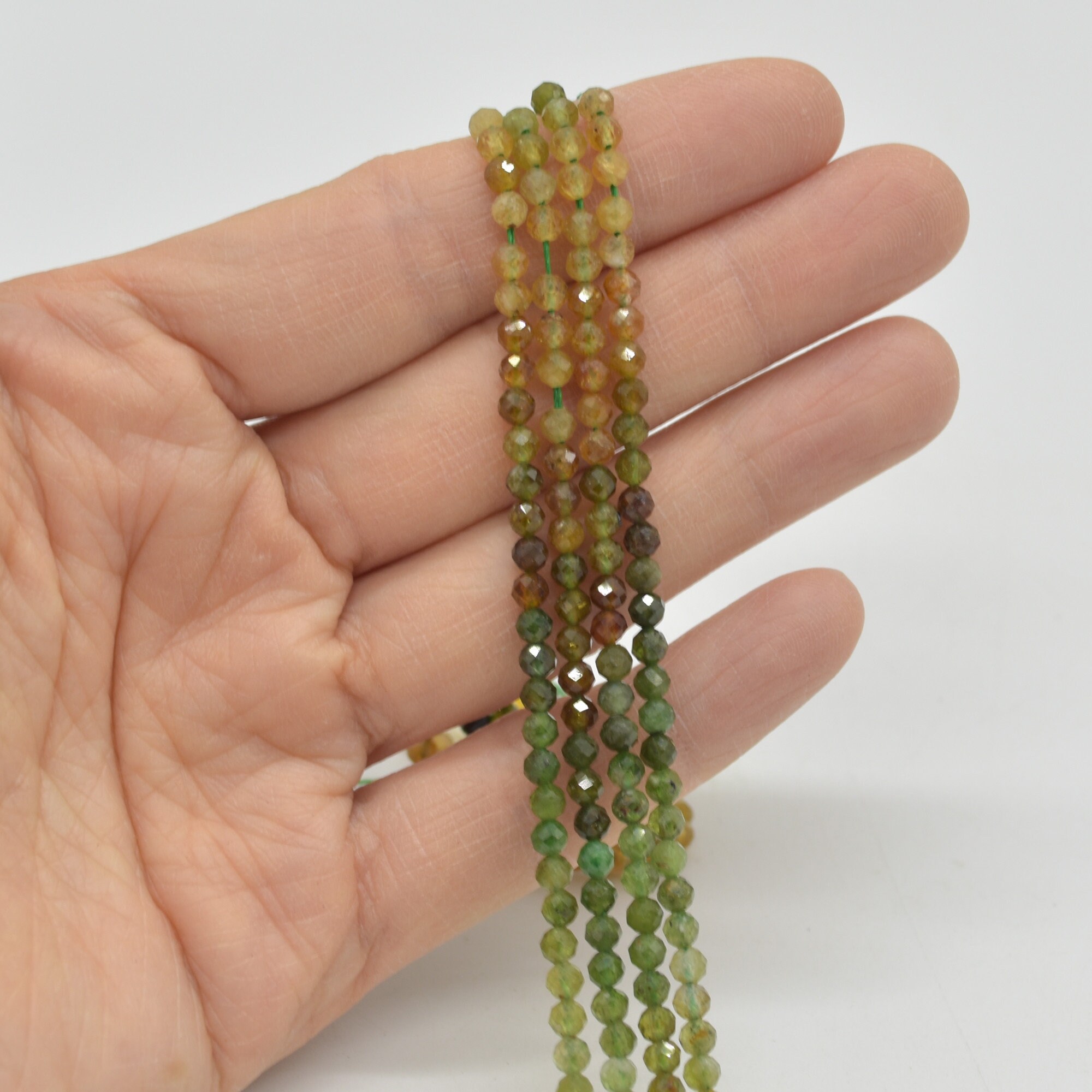 Perline sfuse rondelle sfaccettate di tormalina verde multi AAA+ da 3
