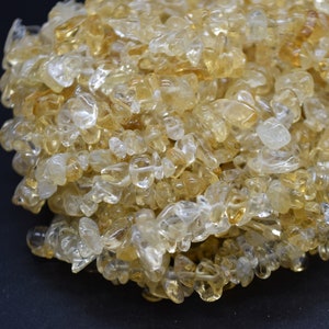 Heat treated Citrine Semi-precious Gemstone Chips Nuggets Beads - 5mm - 8mm, 32" Strand