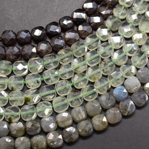 Gemstone FACETED Square Beads - 8mm - 15&quot; strand