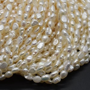 Freshwater Pearl Beads - Baroque Seed Nugget Keshi Pearls - White - 4mm - 5mm - 13&quot; strand - For Jewellery Making - DIY Necklace Bracelet