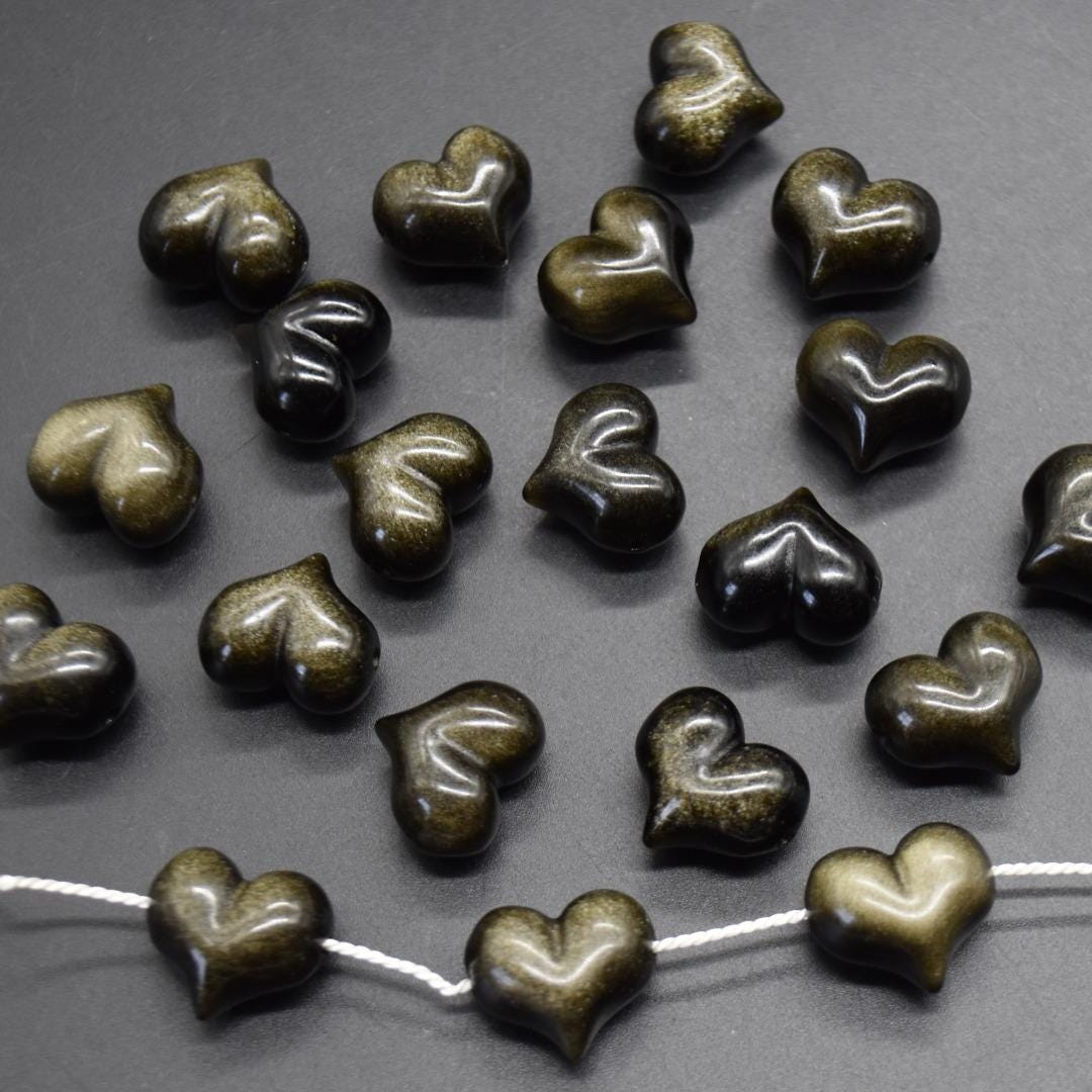 Golden obsidian heart - Etsy 日本