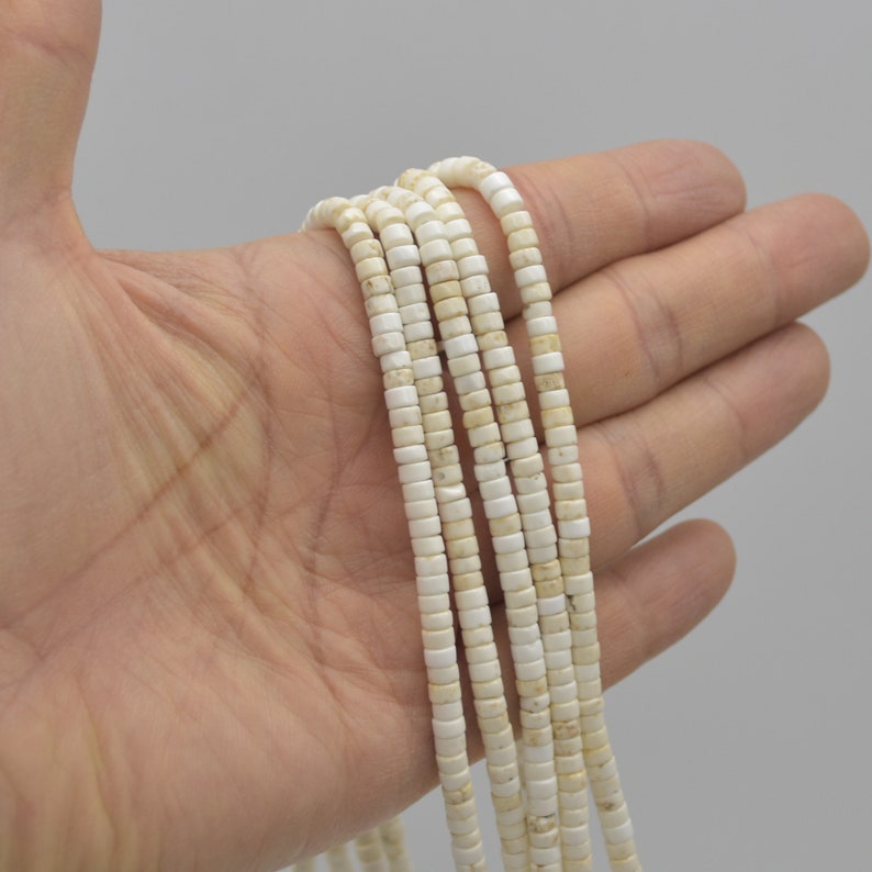 15.5 strand dyed #1 approx 4mm x 2mm Flat Heishi Rondelle Disc Beads High Quality White Turquoise