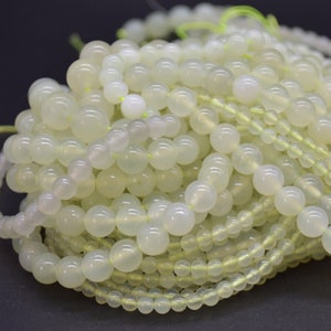 Novas Contas Redondas de Jade - Tamanhos 4 mm, 6 mm, 8 mm, 10 mm - Fio de 35,5 cm - Contas de Pedras Preciosas Naturais para Fabricação de Joias | Contas de Cristal