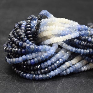 Multi-colour Blue Sapphire Gemstone Irregular Faceted Rondelle Beads - 4mm, 5mm - 16&quot; Strand