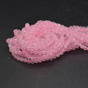 3mm Rose Quartz Gemstone Faceted Round Beads - 15&quot; Strand