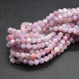 4mm Lepidolite in Pink Tourmaline Gemstone FACETED Round Beads - 15" Strand | Semi-precious Gemstone Beads for Jewellery Making