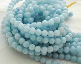 Perles rondes en calcite bleue (teinte) - 4 mm, 6 mm, 8 mm, 10 mm - brin de 15 po.