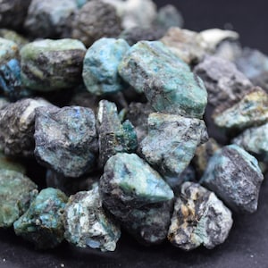 Raw Chrysocolla Gemstone Chunky Nugget Beads - 13mm - 15mm x 18mm - 22mm - 15&quot; strand