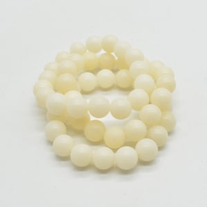 Ivory White Bodhi Root Wood Beadss Bracelet Sample Strand - Mala Prayer Beads - 10mm Size