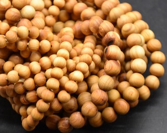 Plain Thuja Round Wood Beads - 108 beads - Mala Prayers Beads - 6mm, 8mm, 10mm