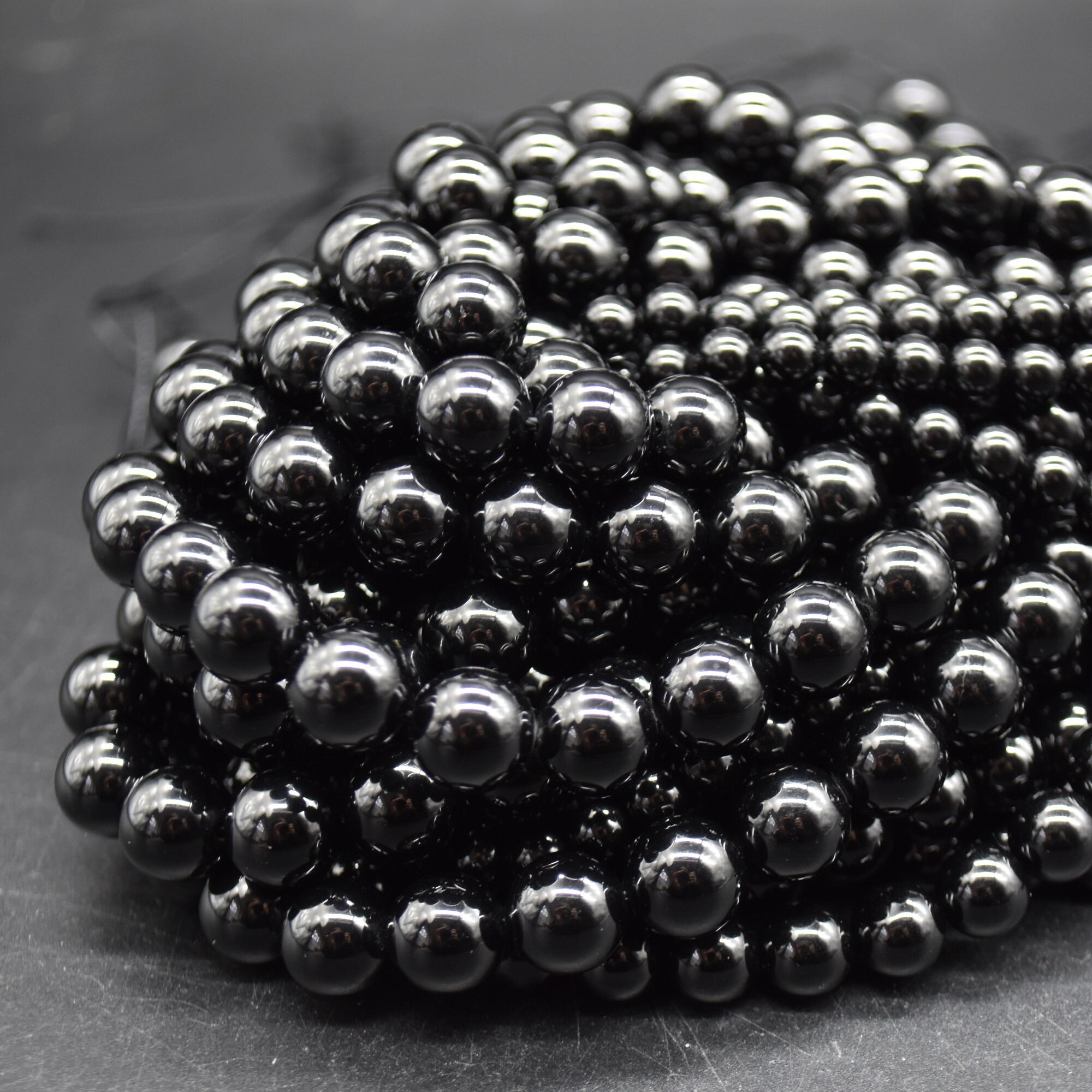 thumbnail image 2 of 14 Strands Black Spinel Beads For Jewelry Making - 4mm 6mm 8mm 10mm Round 2 of 5