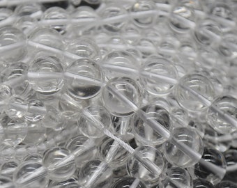 Clear Quartz Round Beads - 4mm, 6mm, 8mm, 10mm sizes - 15" Strand - Natural Semi-precious Gemstone