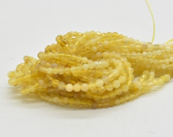 Yellow Opal Gemstone FACETED Round Beads - 2mm, 3mm sizes - 15" strand - mixed colours | Gemstone Beads for Jewellery Making