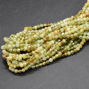 2mm - 2.5mm Green Garnet Gemstone FACETED Round Beads - 15&quot; strand | Gemstone Beads for Jewellery Making