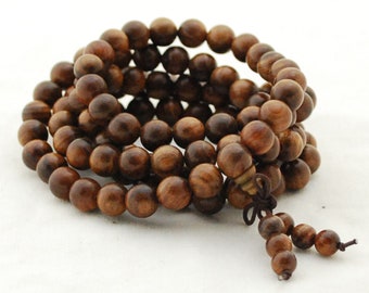 Black Rosewood Round Wood Beads - 108 beads - Meditation Mala Prayer Beads - 6mm, 8mm