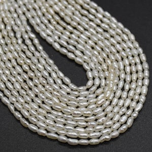 Freshwater Pearl Beads - Irregular Rice Pearls - 2mm - 2.8mm - 14&quot; strand - For Jewellery Making - DIY Necklace Bracelet