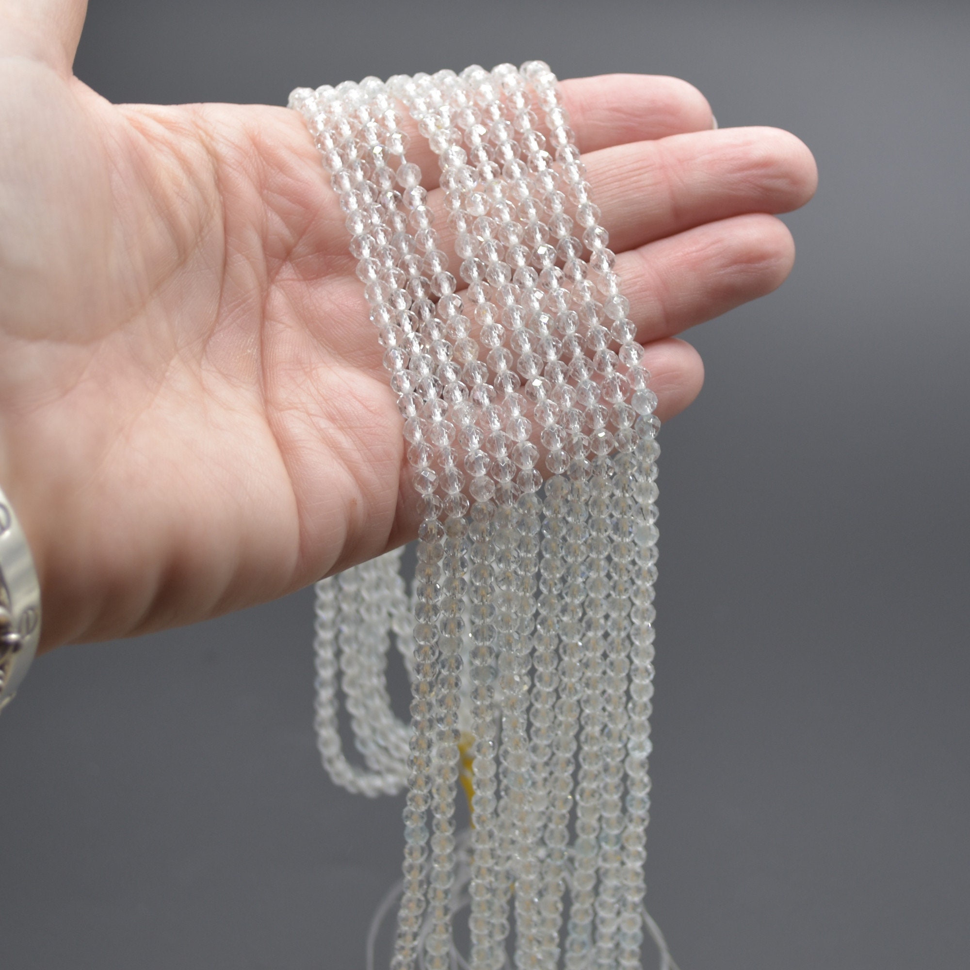 Perline Rotonde SFACCETTATE In Pietra Preziosa Di Topazio - Misure 2 Mm, 3 Mm, 4 Mm - Filo Da 15" / Perline Di Pietre Preziose Per La Creazione Di Gioielli - Italia - Foto 7