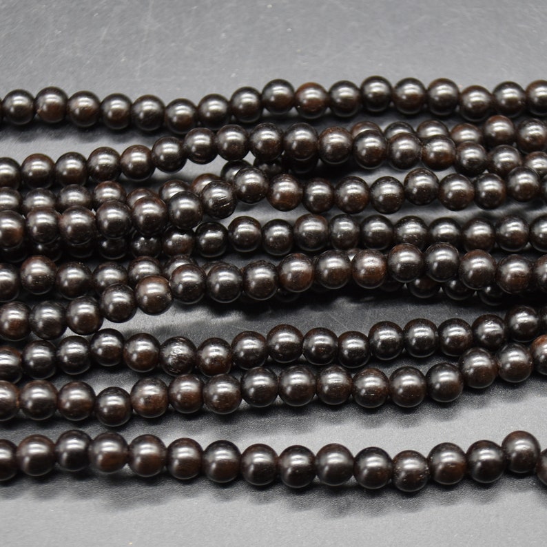 Black Sandalwood Round Wood Beads - 108 Mala Prayer Beads - 4mm, 6mm, 8mm, 10mm image 5