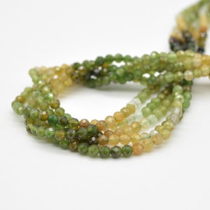 3mm Tourmaline Gemstone FACETED Round Beads - Yellow and Green - 15" strand
