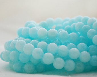 Jelly Blue Crystal Glass Smooth Round Beads Size 6mm 8mm 10mm 15.5 St –  CRC Beads