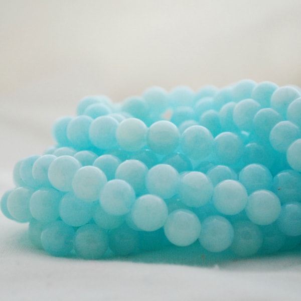 Bright Blue Calcite (dyed) Round Beads -6mm, 8mm, 10mm sizes - 15" Strand