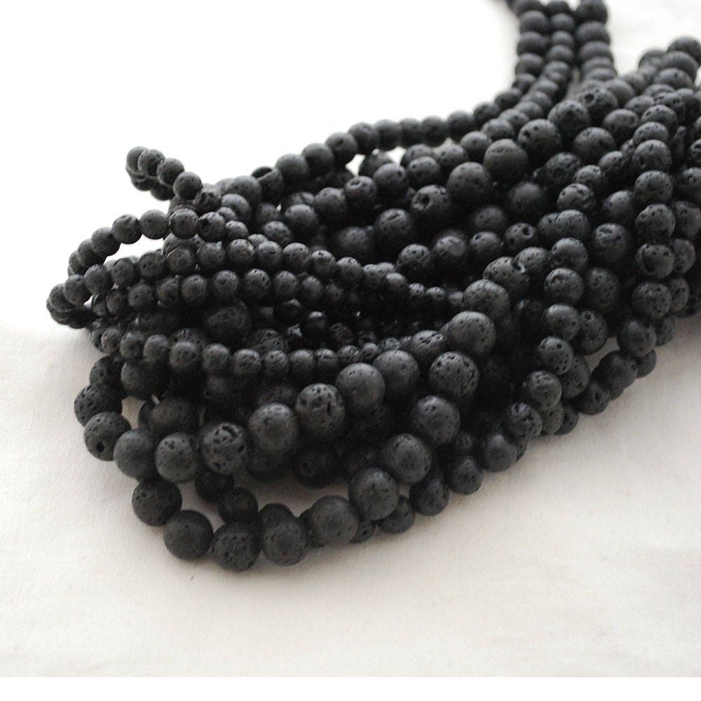 High Quality Grade A Natural Black Lava Round Beads - 6mm, 8mm, 10mm …