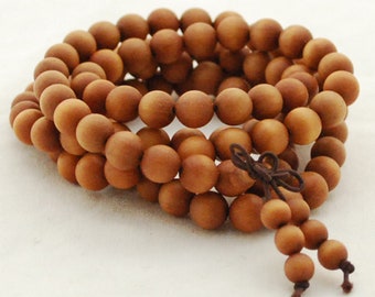 Fragrant Barbie Sandalwood Round Wood Beads - 108 beads - Meditation Mala Prayer Beads - 6mm, 8mm