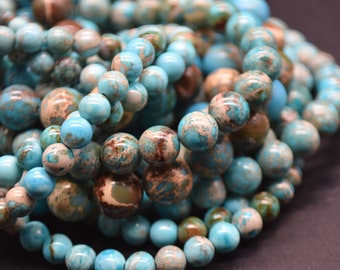 Imperial Jasper Blue (dyed) Round Beads - 4mm, 6mm, 8mm, 10mm sizes - 15" Strand
