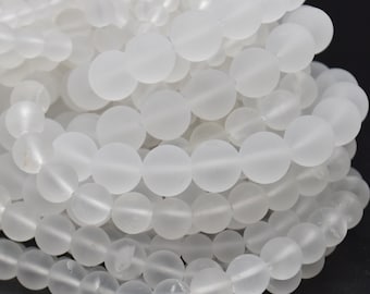 Przezroczyste, matowe, okrągłe koraliki z kwarcu - rozmiary 4 mm, 6 mm, 8 mm, 10 mm - sznur 14" - naturalne koraliki z kamieni szlachetnych do wyrobu biżuterii