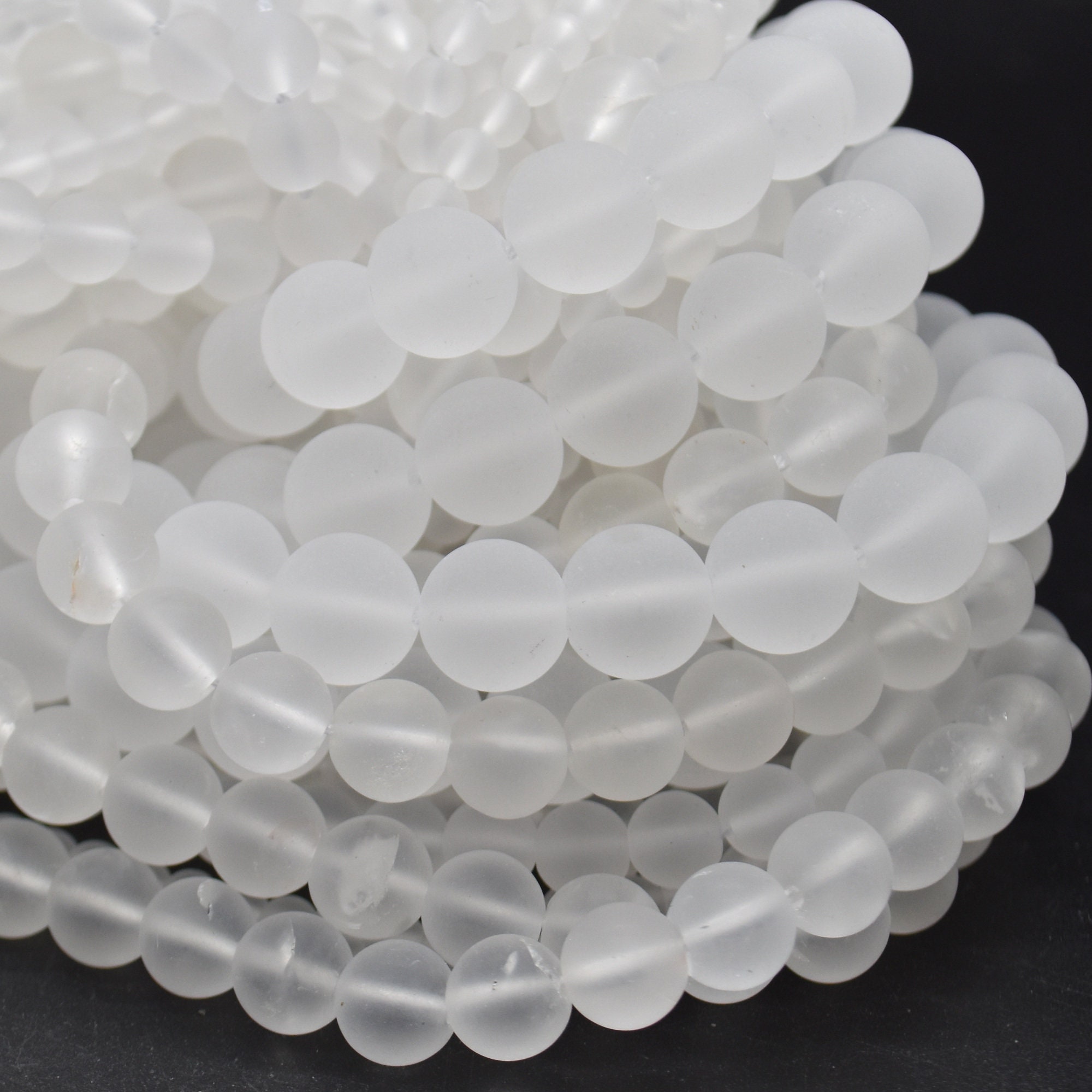 Lot De 60 Perles Rondes En Quartz Blanc - 6mm - Pour Création Bijoux - Occasion