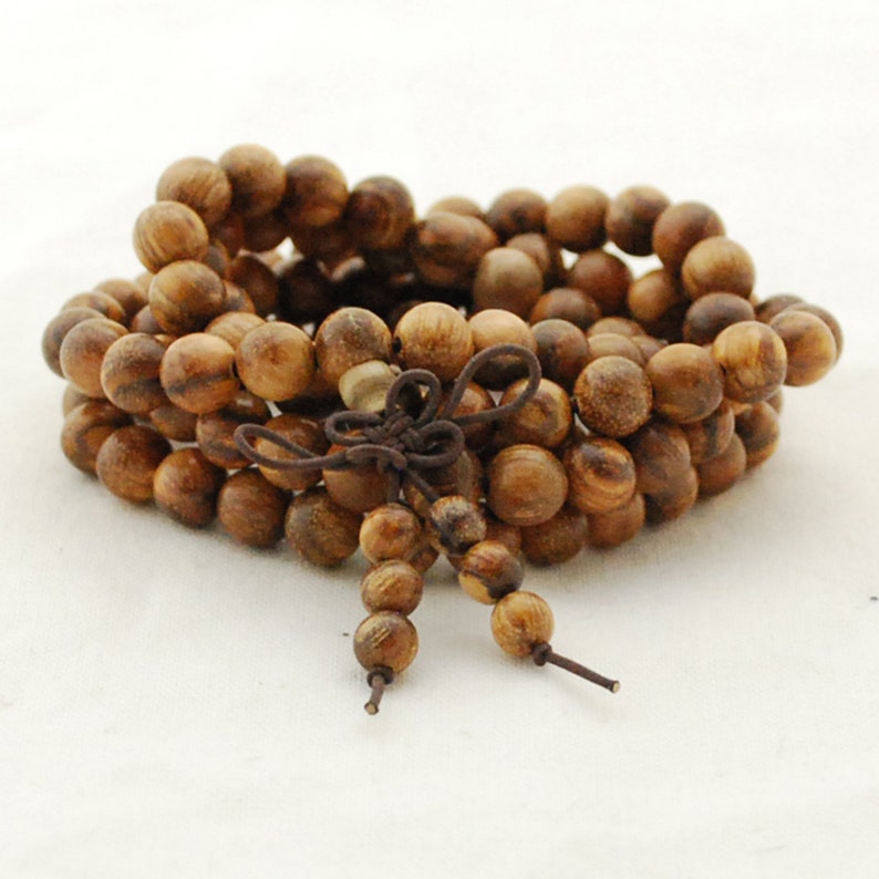Natural Black Sandalwood Round Wood Beads 108 Mala Prayer Beads 8mm 6mm