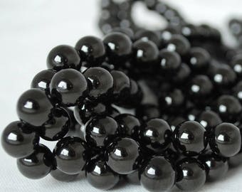High Quality Grade A Natural Jet Semi-precious Gemstone Round Beads - 4mm, 6mm, 8mm, 10mm sizes - Approx 15.5" strand