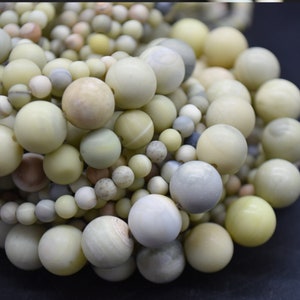 Butter Jade Frosted MATTE Round Beads - 4mm, 6mm, 8mm, 10mm sizes - 14&quot; Strand - Natural Gemstone Beads for Jewellery Making