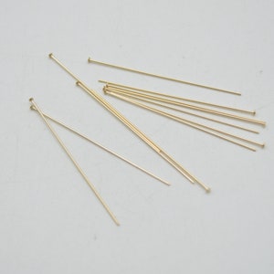 14K Gold Filled Findings - Gold Filled Headpin - 0.64mm x 50.8mm - 10, 20 or 50 Count - Made in USA