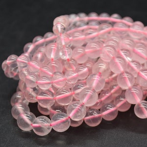 Rosenquarz runde Perlen - 6 mm, 8 mm - 14 &quot;Strang - Natürliche Edelsteinperlen für die Schmuckherstellung | Kristallperlen