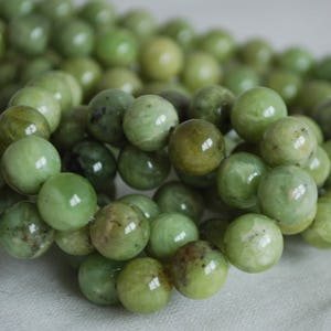 Ronde olijfniet (groen) kralen - 4 mm, 6 mm, 8 mm, 10 mm maten - 14" streng - natuurlijke edelsteenkralen voor het maken van sieraden | Kristalkralen
