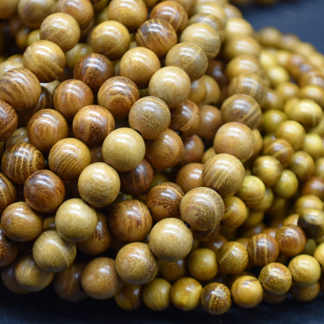 Tectona Teak Round Wood Beads 108 Mala Prayer Beads 6mm, 8mm