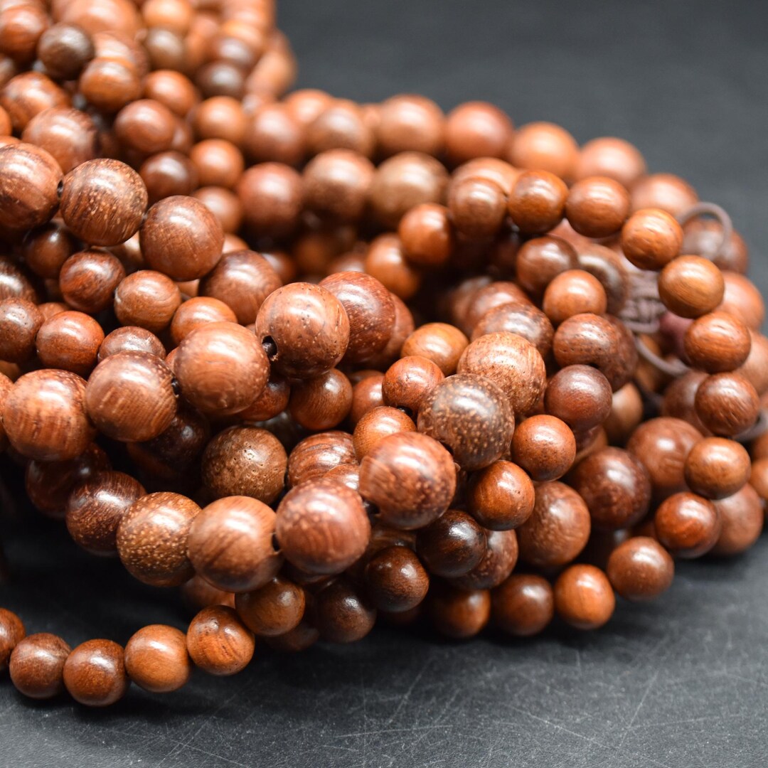 Red Rosewood Round Wood Beads 108 Mala Prayer Beads 6mm, 8mm